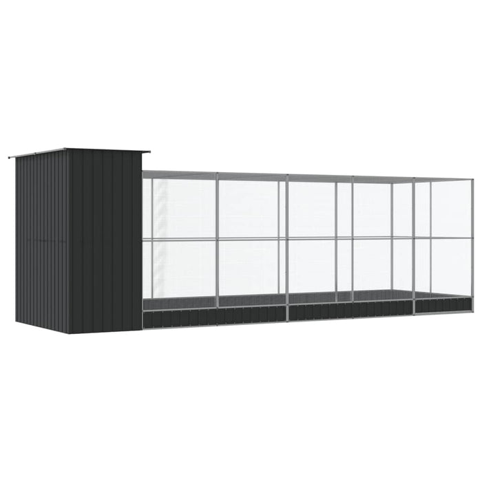 vidaXL Voliera con Estensione Argento 623x203x216 cm in Acciaio