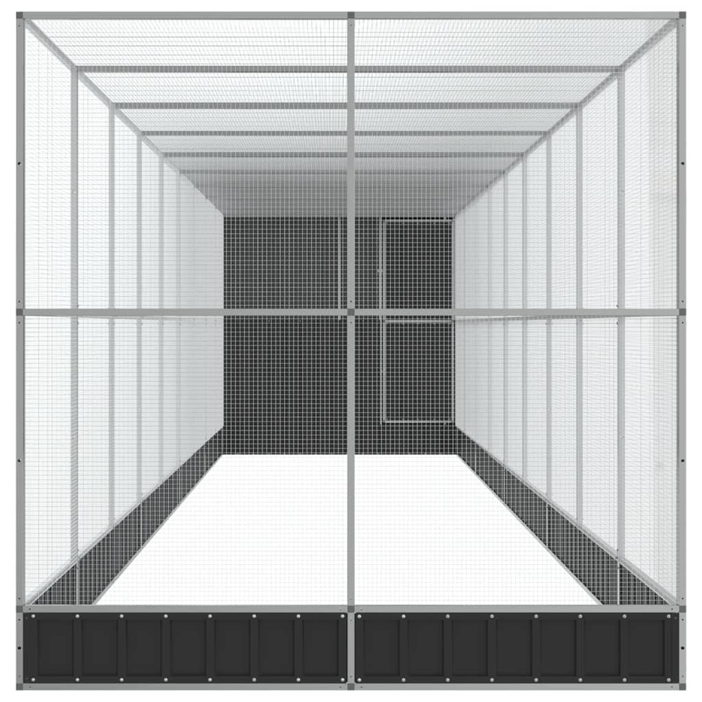 Gabbia per uccelli voliera con estensione argento 1037 x 203 x 216 cm acciaio argento 02_0045642