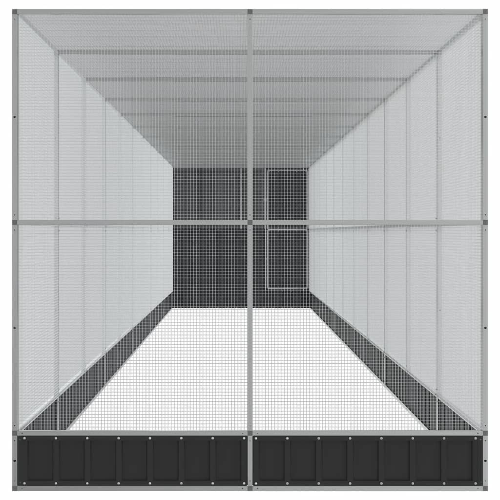 Gabbia per uccelli voliera con estensione argento 1244 x 203 x 216 cm acciaio Argento 02_0045647