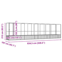 Voliera con Estensione Argento 834,5x107x212 cm in Acciaio