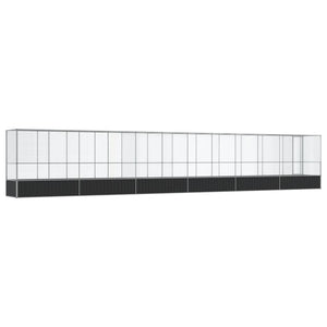 Gabbia per uccelli voliera con estensione argento 12505 x 107 x 212 cm acciaio Argento 02_0045650