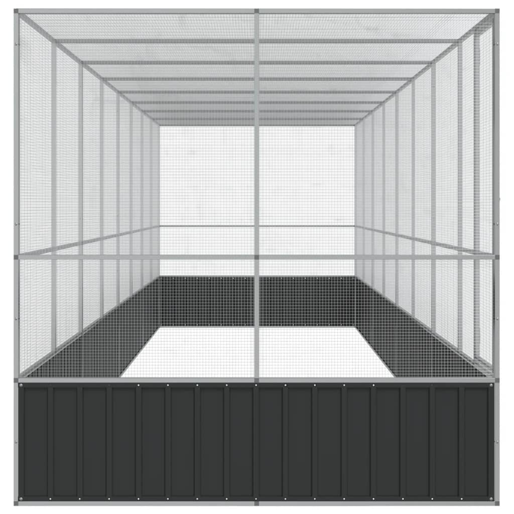 Gabbia per uccelli voliera con estensione argento 832 x 207 x 212 cm acciaio Argento 02_0045664