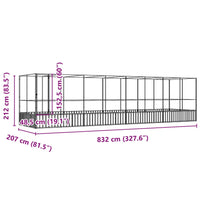 Voliera con Estensione Argento 832x207x212 cm in Acciaio
