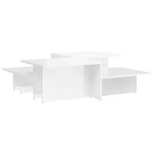 Tavolini da Salotto 2 pz Bianco Lucido in Legno Multistratocod mxl 117109