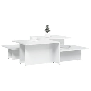 Tavolini da Salotto 2 pz Bianco Lucido in Legno Multistrato 3216155