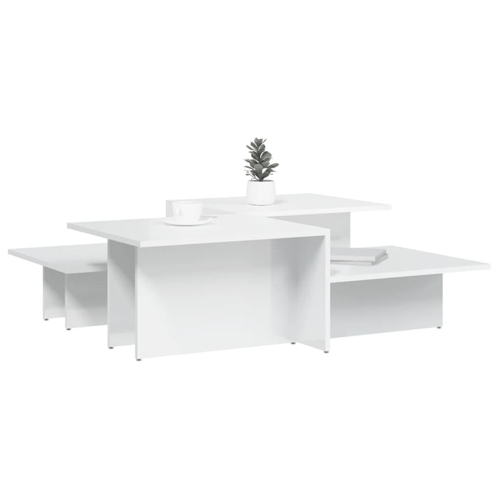 Tavolini da Salotto 2 pz Bianco Lucido in Legno Multistratocod mxl 117109