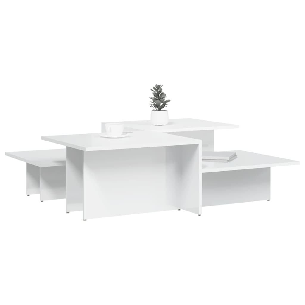 Tavolini da Salotto 2 pz Bianco Lucido in Legno Multistrato 3216155