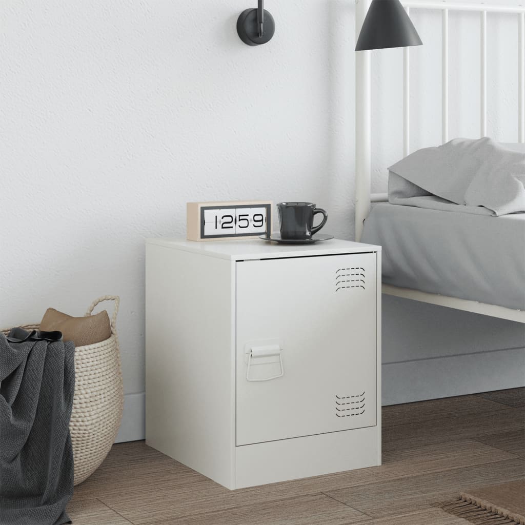 Comodino-Tavolino da notte Bianco 34,5x39x44 cm in Acciaio 833441