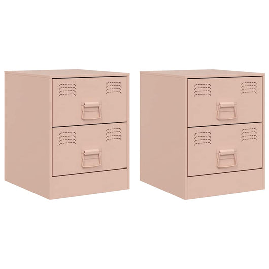 Comodini 2 pz Rosa 34,5x39x44 cm in Acciaio 841622