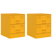Comodini 2 pz Giallo 34,5x39x44 cm in Acciaio 841626