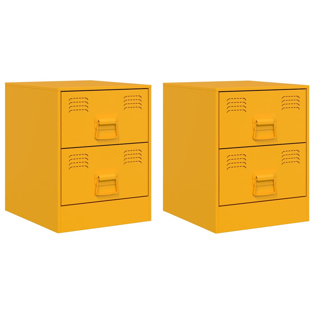 Comodini 2 pz Giallo 34,5x39x44 cm in Acciaio 841626