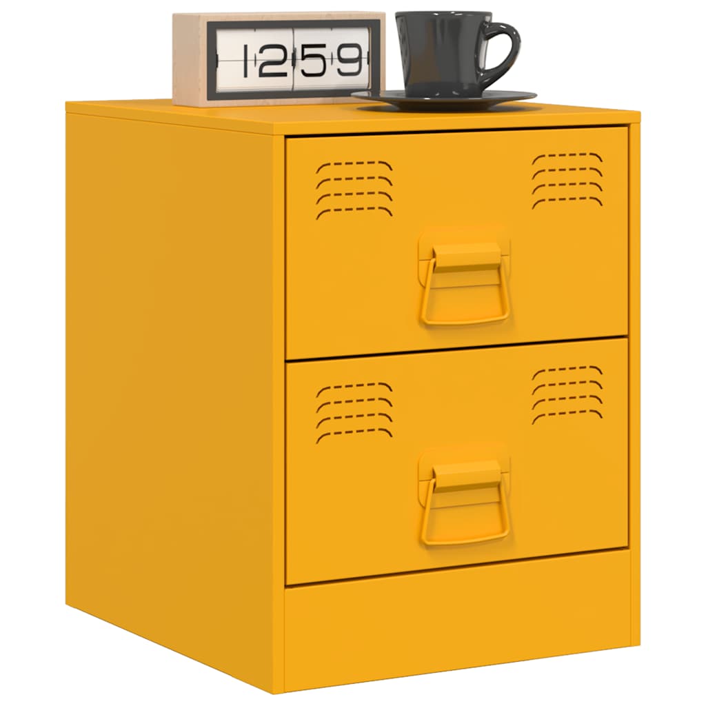 Comodini 2 pz-Set di 2 Tavolino da notte Giallo 34,5x39x44 cm in Acciaio