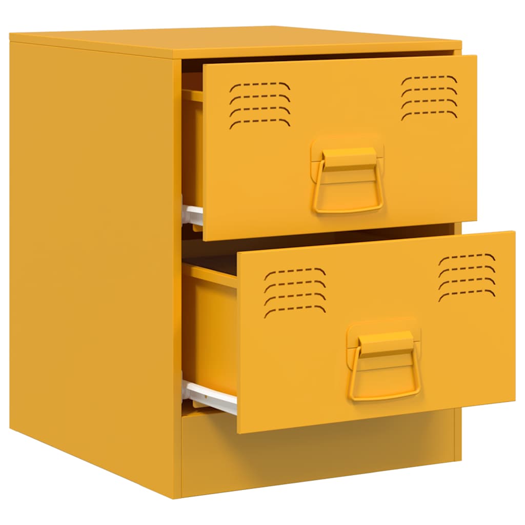 Comodini 2 pz-Set di 2 Tavolino da notte Giallo 34,5x39x44 cm in Acciaio