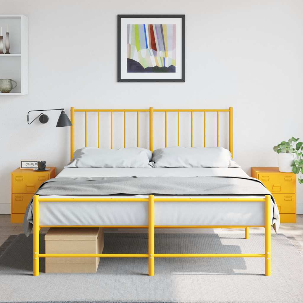 Comodini 2 pz Giallo 34,5x39x44 cm in Acciaio 841626