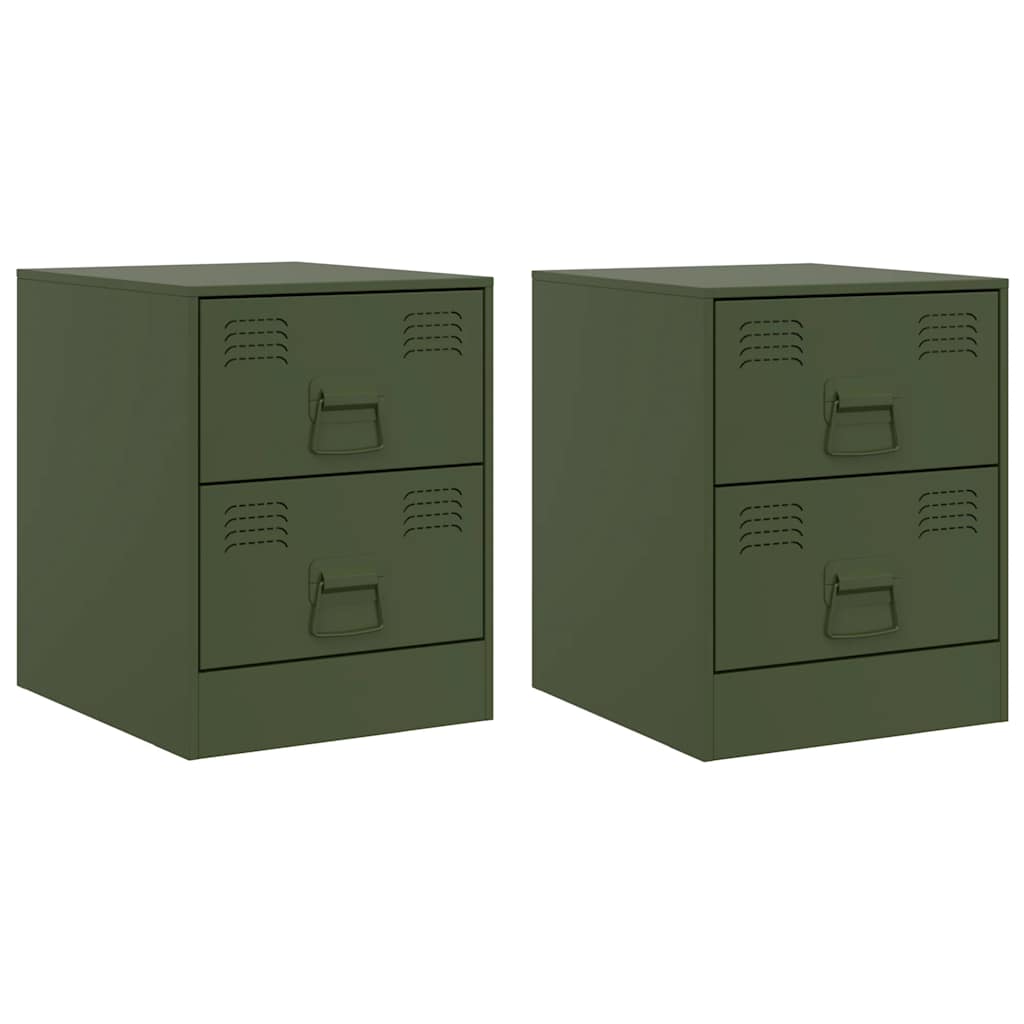 Comodini 2 pz Verde34,5x39x44 cm in Acciaio 841628
