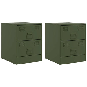 Comodini 2 pz Verde34,5x39x44 cm in Acciaio 841628