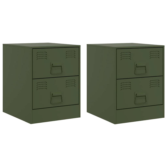 Comodini 2 pz Verde34,5x39x44 cm in Acciaio 841628
