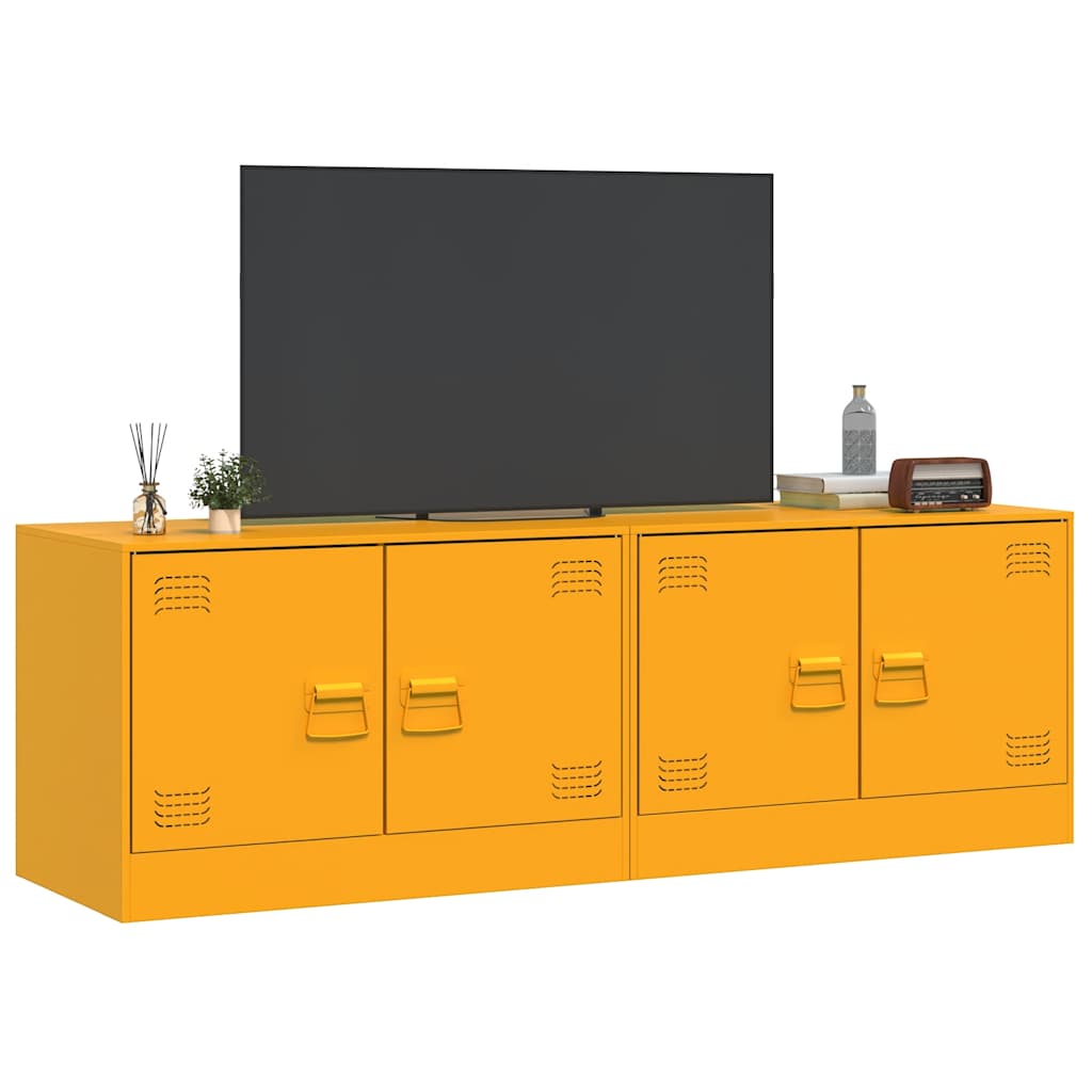 Mobili TV 2 pz Giallo Senape 67x39x44 cm in Acciaio 841638
