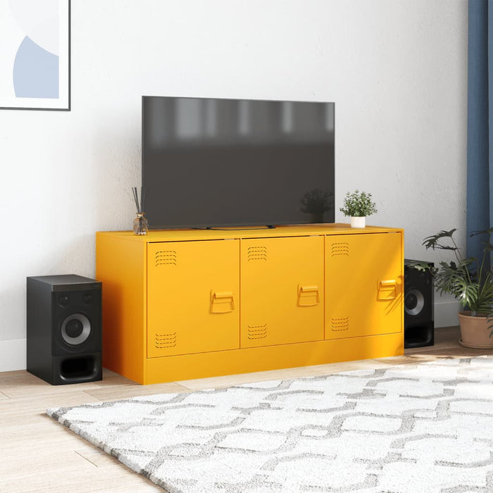 Mobile Porta TV Giallo Senape 99x39x44 cm in Acciaio 841646