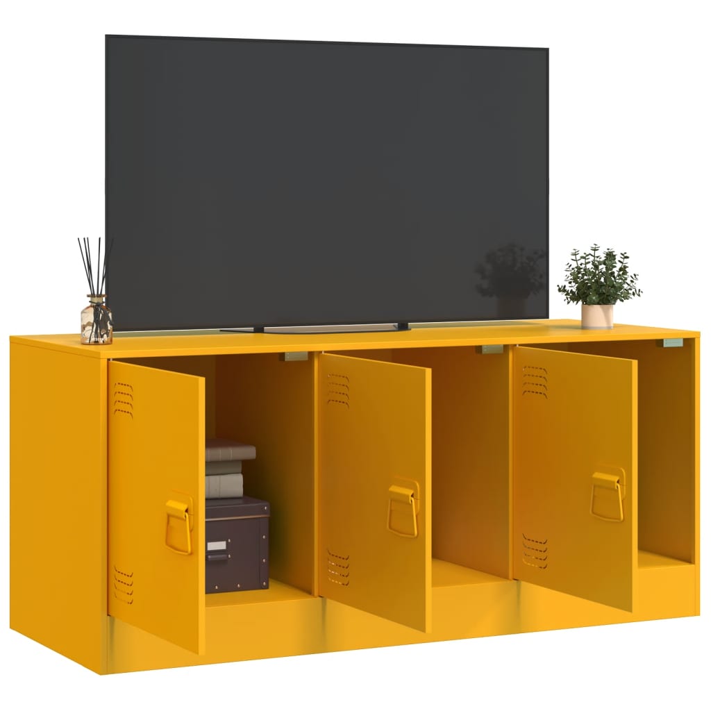 Mobile Porta TV Giallo Senape 99x39x44 cm in Acciaio 841646