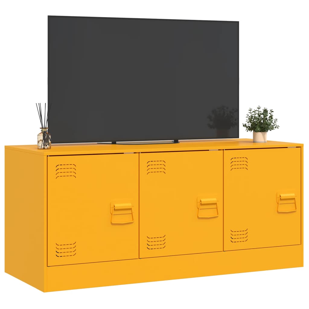 Mobile Porta TV Giallo Senape 99x39x44 cm in Acciaio 841646