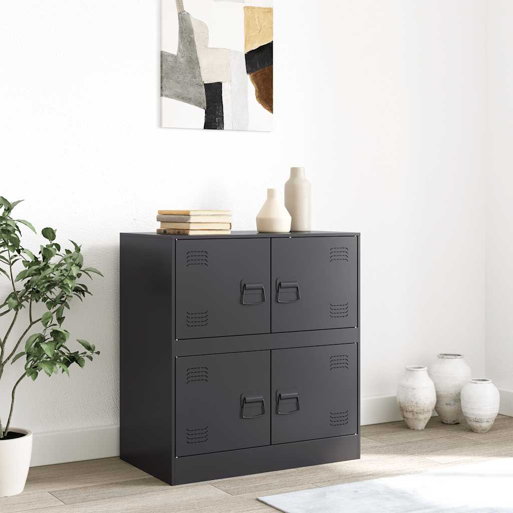 Credenza-Buffet-Armadio da cucina Nera 67x39x73 cm in Acciaio 315717