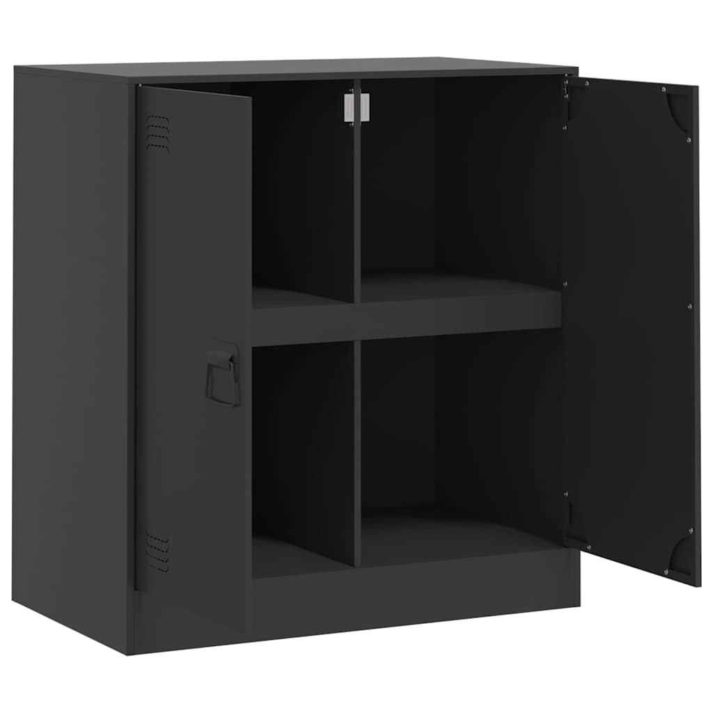 Credenza-Buffet-Armadio da cucina Nera 67x39x73 cm in Acciaio 211552