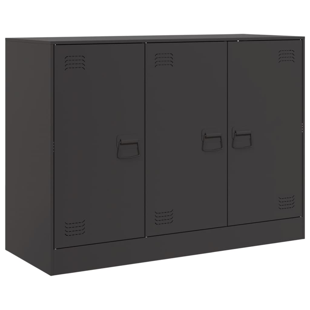 Credenza-Buffet-Armadio da cucina Nera 99x39x73 cm in Acciaio 809294