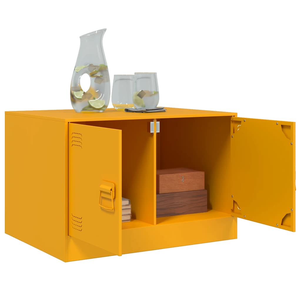 Tavolino da Salotto-Tavolino da soggiorno Giallo Senape 67x50x44 cm in Acciaio