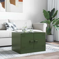 Tavolino da Salotto Verde Oliva 67x50x44 cm in Acciaio 841731