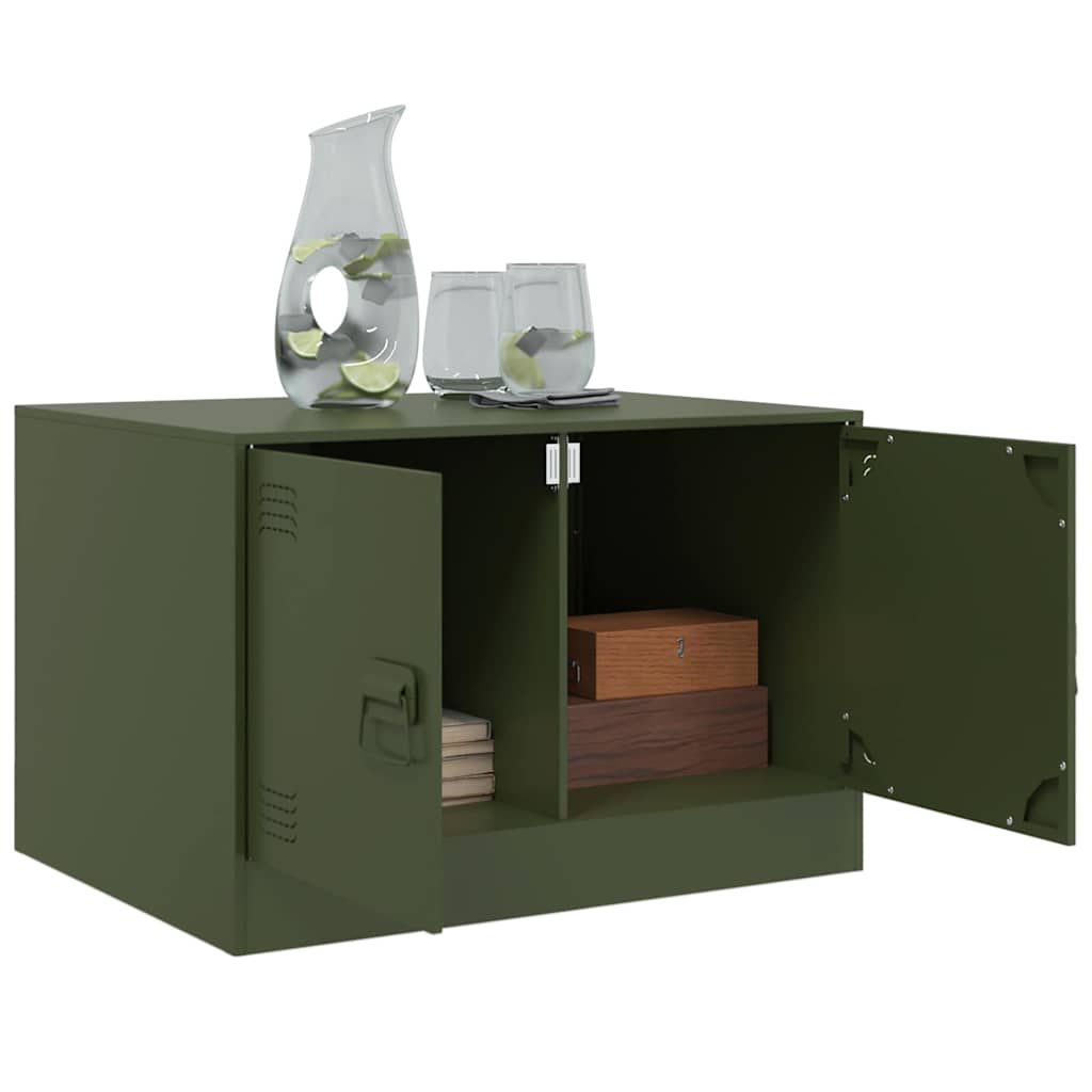 Tavolino da Salotto Verde Oliva 67x50x44 cm in Acciaio 841731