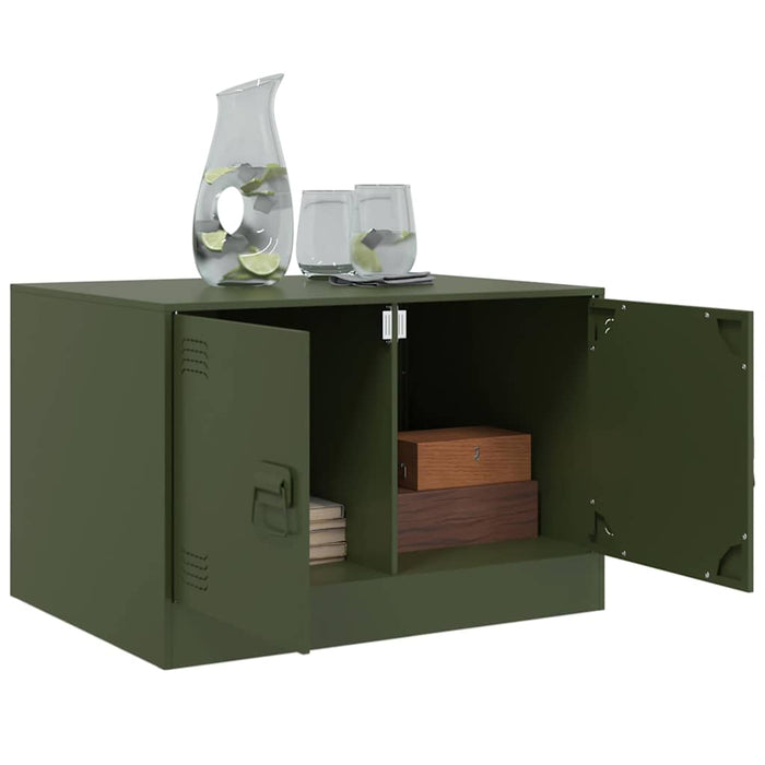 Tavolino da Salotto Verde Oliva 67x50x44 cm in Acciaio 841731