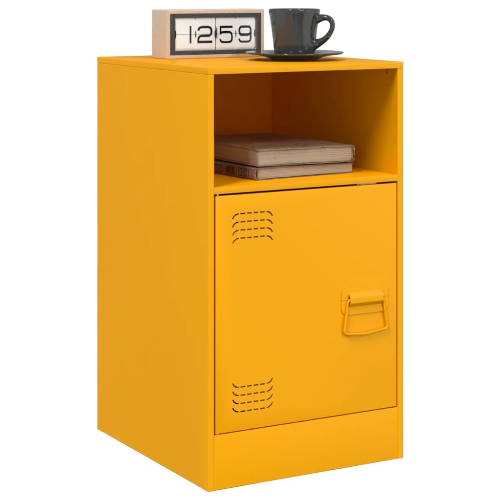 Comodini 2 pz-Set di 2 Tavolino da notte Giallo Senape 34,5x39x62 cm in Acciaio