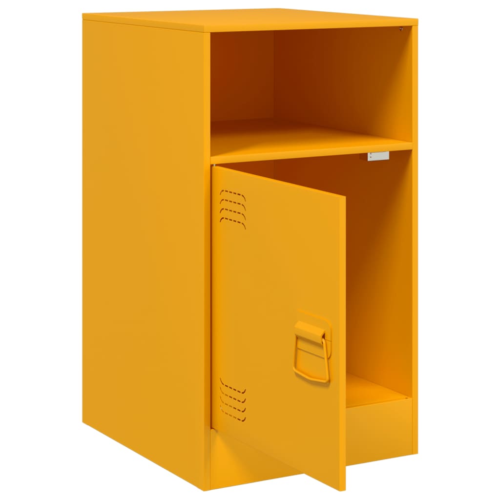 Comodini 2 pz-Set di 2 Tavolino da notte Giallo Senape 34,5x39x62 cm in Acciaio