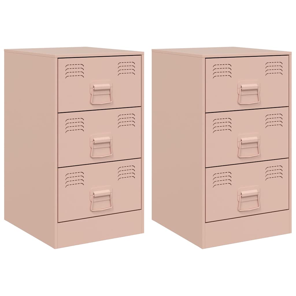 Comodini 2 pz Rosa 34,5x39x62 cm in Acciaio 841778