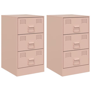 Comodini 2 pz Rosa 34,5x39x62 cm in Acciaio 841778