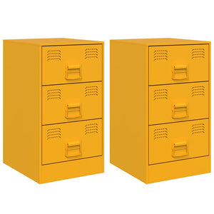 Comodini 2 pz Giallo Senape 34,5x39x62 cm in Acciaio 841782