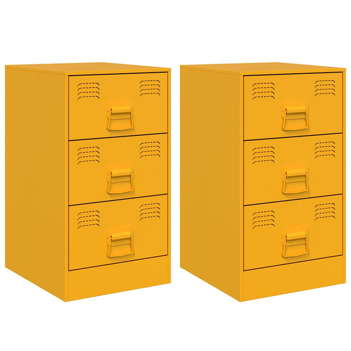Comodini 2 pz Giallo Senape 34,5x39x62 cm in Acciaio 841782