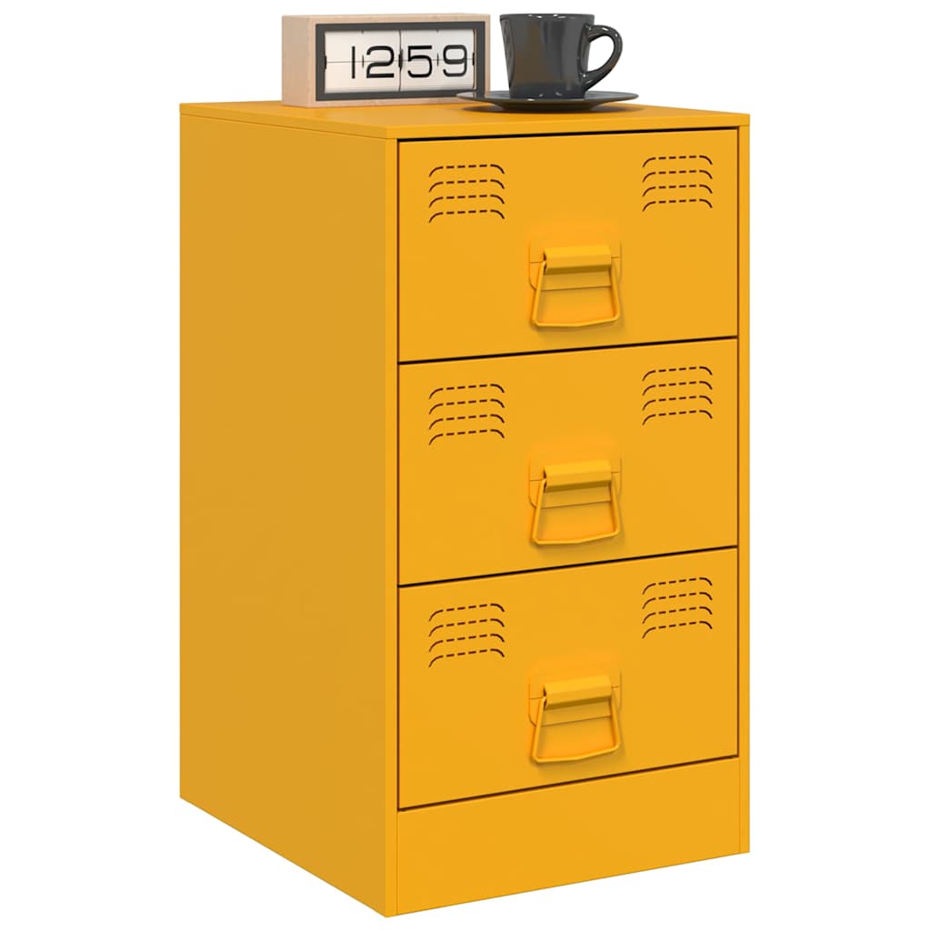 Comodini 2 pz Giallo Senape 34,5x39x62 cm in Acciaio 841782
