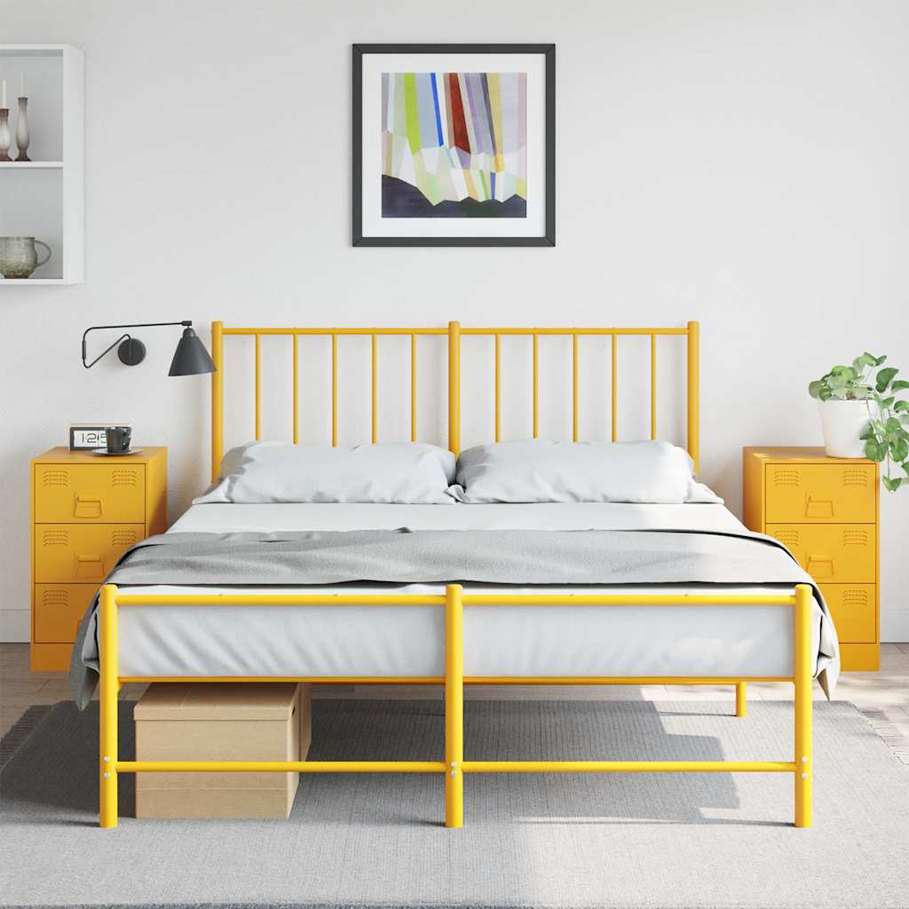 Comodini 2 pz Giallo Senape 34,5x39x62 cm in Acciaio 841782
