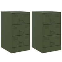 Comodini 2 pz Verde Oliva 34,5x39x62 cm in Acciaio 841784