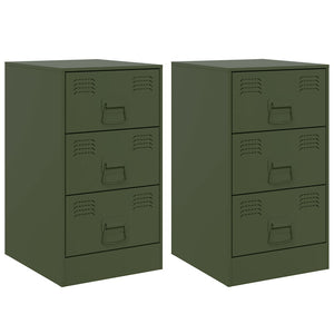 Comodini 2 pz Verde Oliva 34,5x39x62 cm in Acciaio 841784
