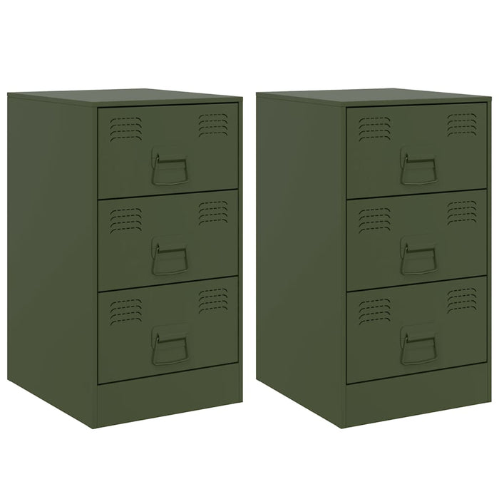 Comodini 2 pz Verde Oliva 34,5x39x62 cm in Acciaio 841784