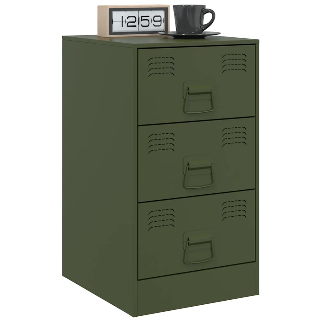 Comodini 2 pz Verde Oliva 34,5x39x62 cm in Acciaio 841784