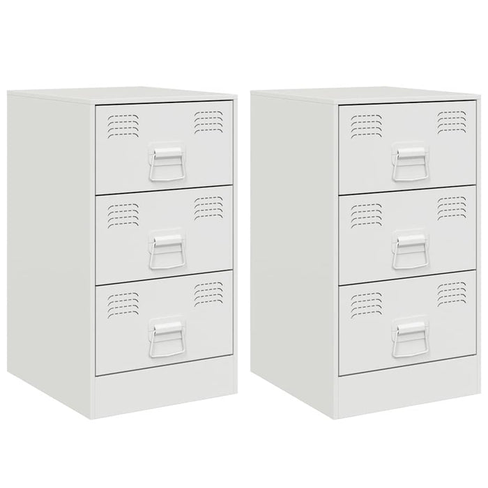 Comodini 2 pz Bianchi 34,5x39x62 cm in Acciaio 841786