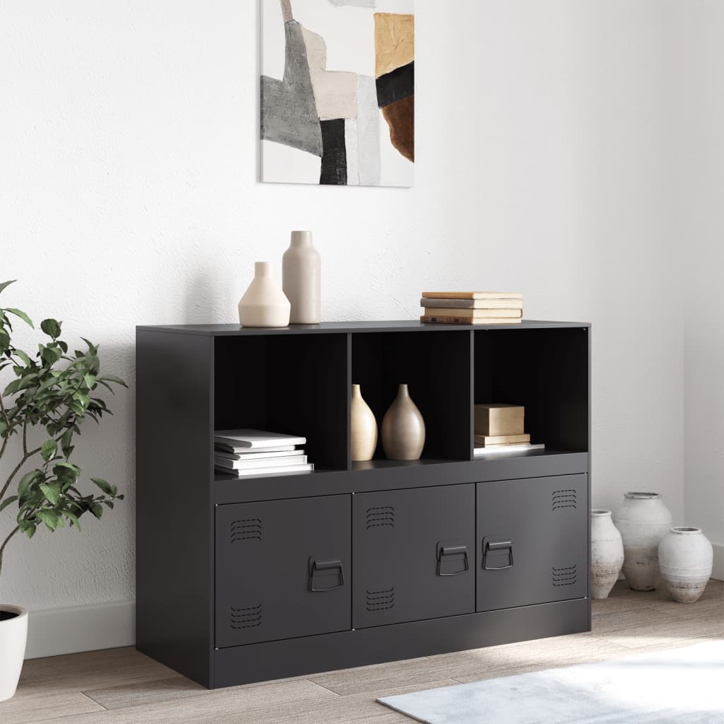 Credenza-Buffet-Armadio da cucina Nera 99x39x73 cm in Acciaio 904247