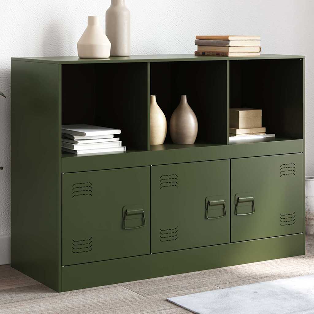 vidaXL Credenza Verde Oliva 99x39x73 cm in Acciaio