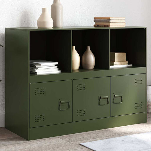 vidaXL Credenza Verde Oliva 99x39x73 cm in Acciaio