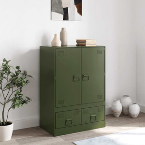 vidaXL Credenza Verde Oliva 67x39x95 cm in Acciaio