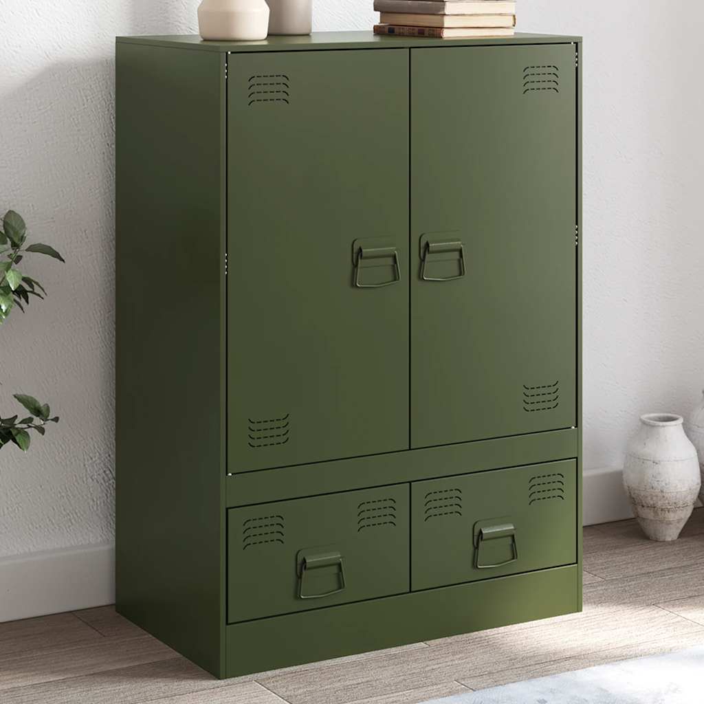 vidaXL Credenza Verde Oliva 67x39x95 cm in Acciaio
